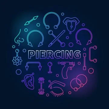 Colored piercing circular vector illustration in thin line style Stock Illustration