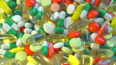Colored pills and capsules are rotated 360 Vídeo Stock 55255341