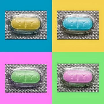 Colored pills Stock Photos
