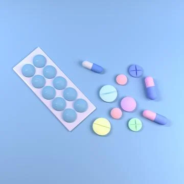Colored Pills, Tablets and Capsules Blisters for Pharmacy and Medicine Stock Illustration