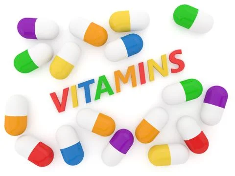 Colored pills on white background. Stock Illustration