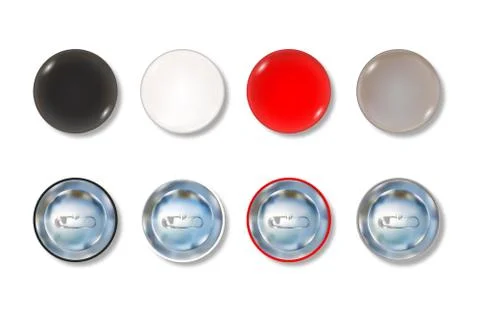 Colored pin button front and back side set Stock Illustration