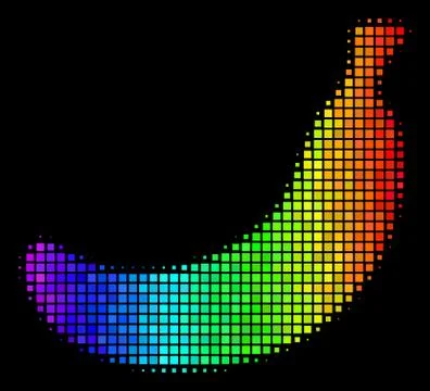 Colored Pixel Banana Icon Stock Illustration