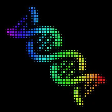 Colored Pixel DNA Spiral Icon 스톡 일러스트