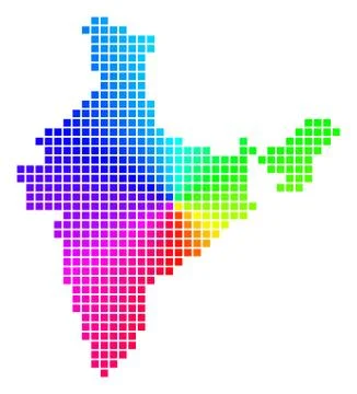 Colored Pixel India Map Stock Illustration