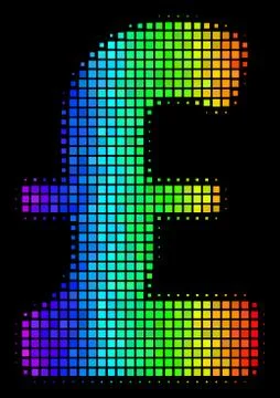 Colored Pixel Pound Sterling Icon Stock Illustration