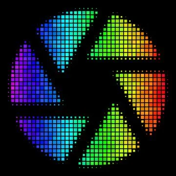 Colored Pixel Shutter Icon Stock Illustration