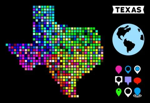 Colored Pixel Texas Map イラスト素材