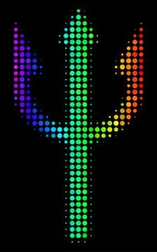 Colored Pixel Trident Fork Icon Stock Illustration