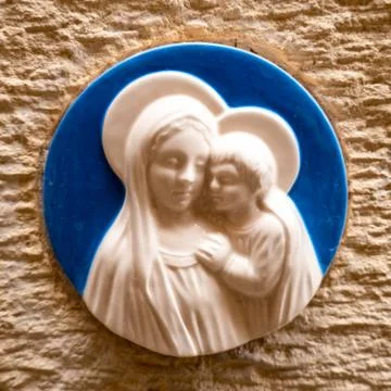 Colored plaster Madonna Stock Photos