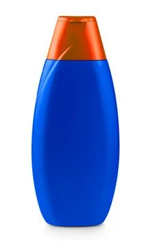 Colored Plastic bottle shampoo isolated on white Stock Photos