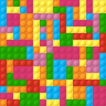 Colored plastic bricks seamless vector pattern Stock Illustration