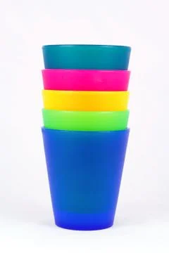Colored plastic cup Stock Photos