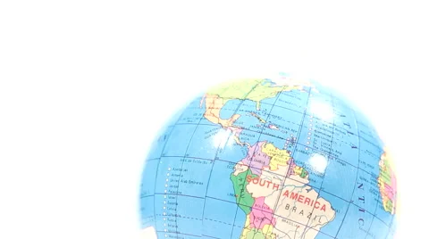 Colored plastic globe. Defocus on Northern Hemisphere / Caribbean, South America Stock Footage 60250228