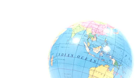 Colored plastic globe. Defocus on Northern Hemisphere / Indian Ocean, Indonesia 動画素材 60250246