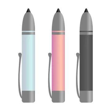 Colored plastic pens. Vector Illustrazione stock