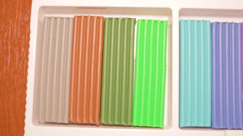Colored plasticine bars set box children's goods for creativity 스톡 동영상 150436071