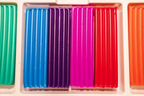 Colored plasticine bars set box children's goods for creativity Stock Photos