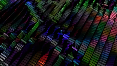 Colored plates swirl in the wind. 3d background. Looped animation. Vídeo Stock 149078327