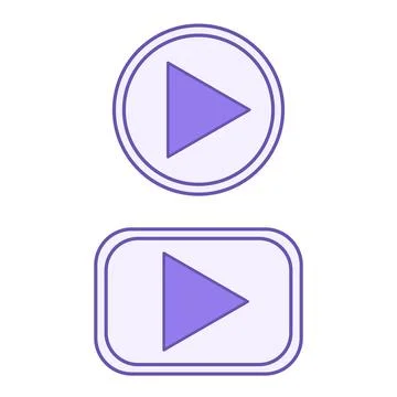 Colored Play Icons. Vector Icons of Play Buttons. Concept of Film Industry,.. Stock Illustration