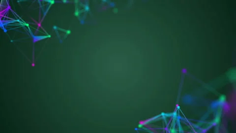 Colored plexus elements in the corners of the screen. Place for text. Green Stock Footage 88463575