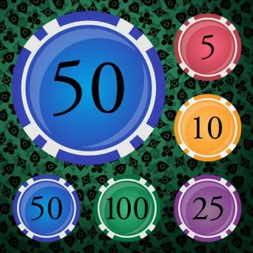 Colored poker chips set Illustration