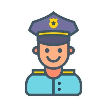 Colored policeman icon on a white background. Stock Illustration