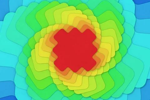 Colored poligon construction. twisted layers. 3D illustration Stock Illustration