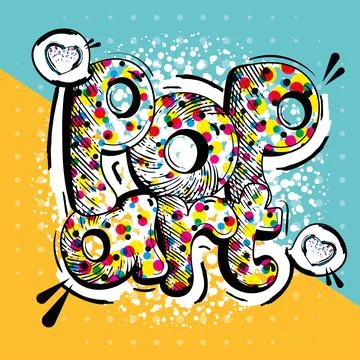 Colored pop art text on a comic page Vector Stock Illustration