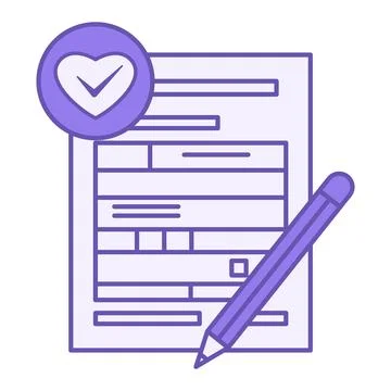 Colored Positive Note Icon. Vector Icon of Letterhead with Heart and Checkm.. Stock Illustration