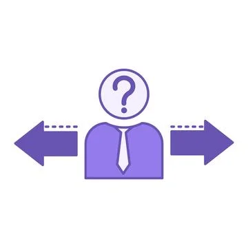 Colored Possible Icon. Vector Illustration. Person with Question Mark, Left.. Stock Illustration
