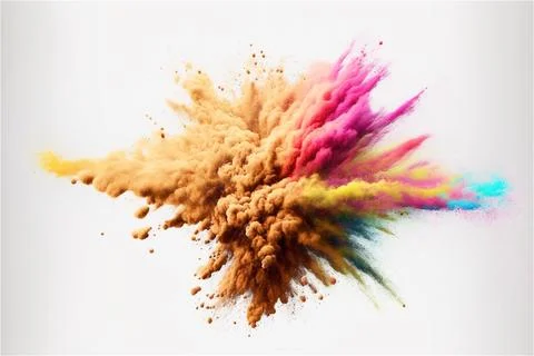 Colored powder dust explosion isolated on white background. Stock Illustration