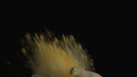 Colored Powder Is Exploded Against A Black Background Stock Footage 87477721