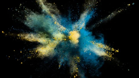 Colored powder explosion, abstract close up dust Stock Footage 122811585