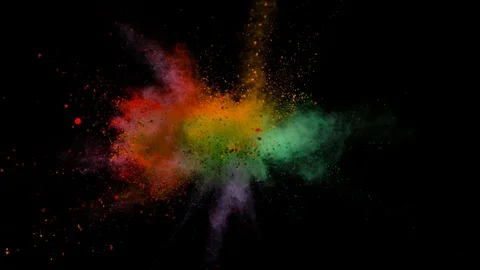 Colored powder explosion, abstract close up dust Stock Footage 122814197