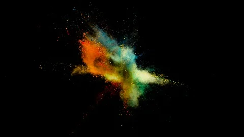 Colored powder explosion, abstract close up dust Stock Footage 122820652
