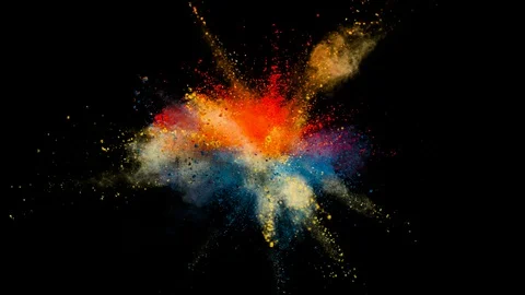 Colored powder explosion, abstract close up dust Stock Footage 122822114