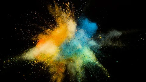 Colored powder explosion, abstract close up dust 스톡 동영상 122828024