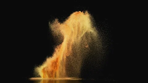 Colored powder/particles fly against black background. Slow Motion. Stock Footage 89597201