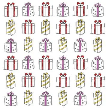 Colored present icons pattern background Vector Illustrazione stock