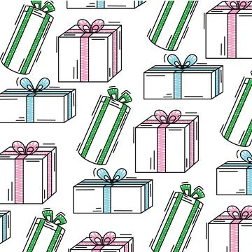 Colored present icons pattern background Vector Stock Illustration