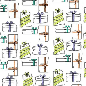 Colored present icons pattern background Vector 스톡 일러스트