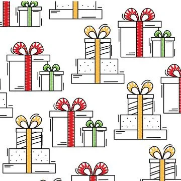 Colored present icons pattern background Vector Stock Illustration
