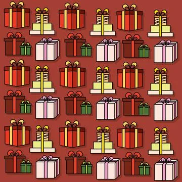 Colored present icons pattern background Vector Stock Illustration