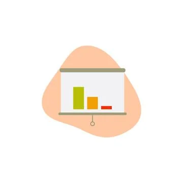 Colored Presentation Board with Chart. Vector Illustration of Regress Graph Stock Illustration