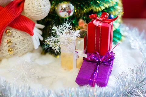 Colored presents under the Christmas tree Stock Photos