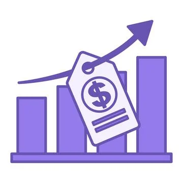Colored Price Increase Icon. Vector Icon. Chart, Up Arrow, and Price Tag wi.. Stock Illustration