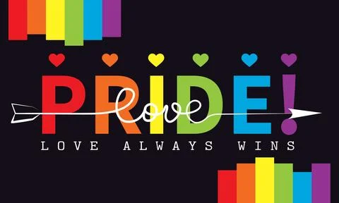 Colored pride text with lgbt colors Pride month Vector Stock Illustration