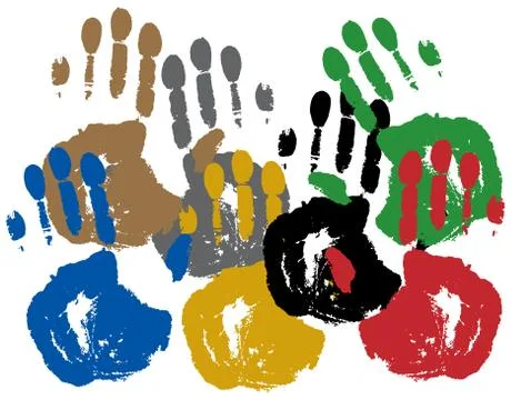 Colored print from a palms. Stock Illustration