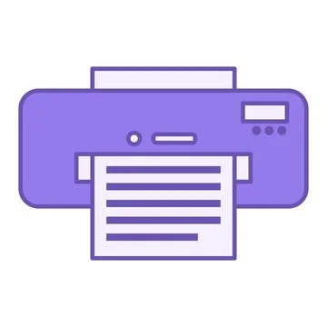 Colored Printer Icon. Vector Illustration. Device for Printing Documents fr.. イラスト素材
